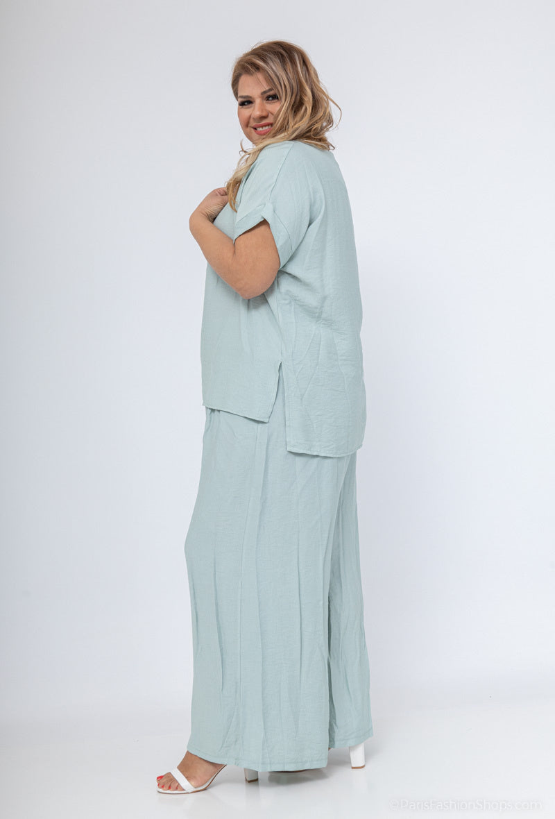 Plus Size Top med Sidofickor