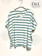 Top Large Size Ultra Stretch Marinière Col V T38 till T56