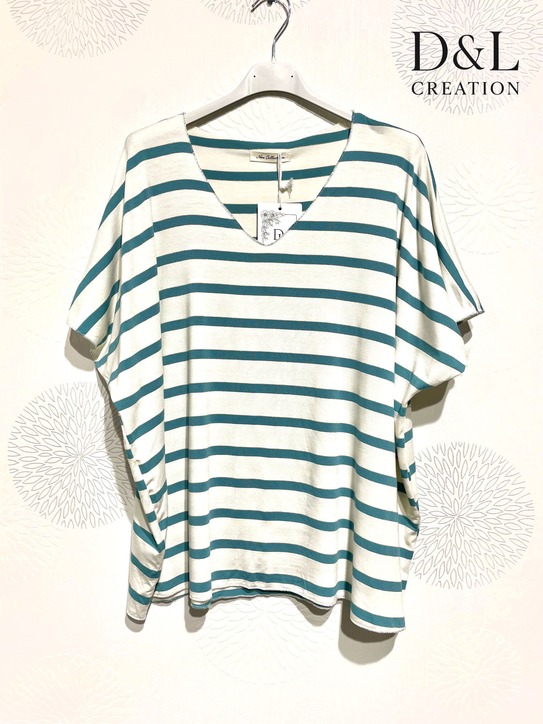 Top Large Size Ultra Stretch Marinière Col V T38 till T56