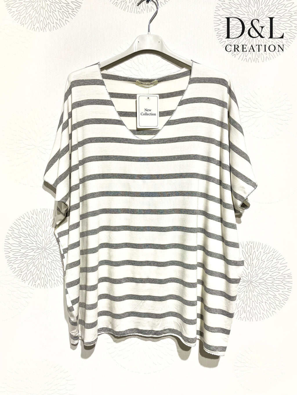 Plus Size Top Large Size Ultra Stretch Marinière Col V T38 at T56