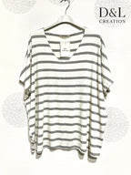 Plus Size Top Large Size Ultra Stretch Marinière Col V T38 at T56