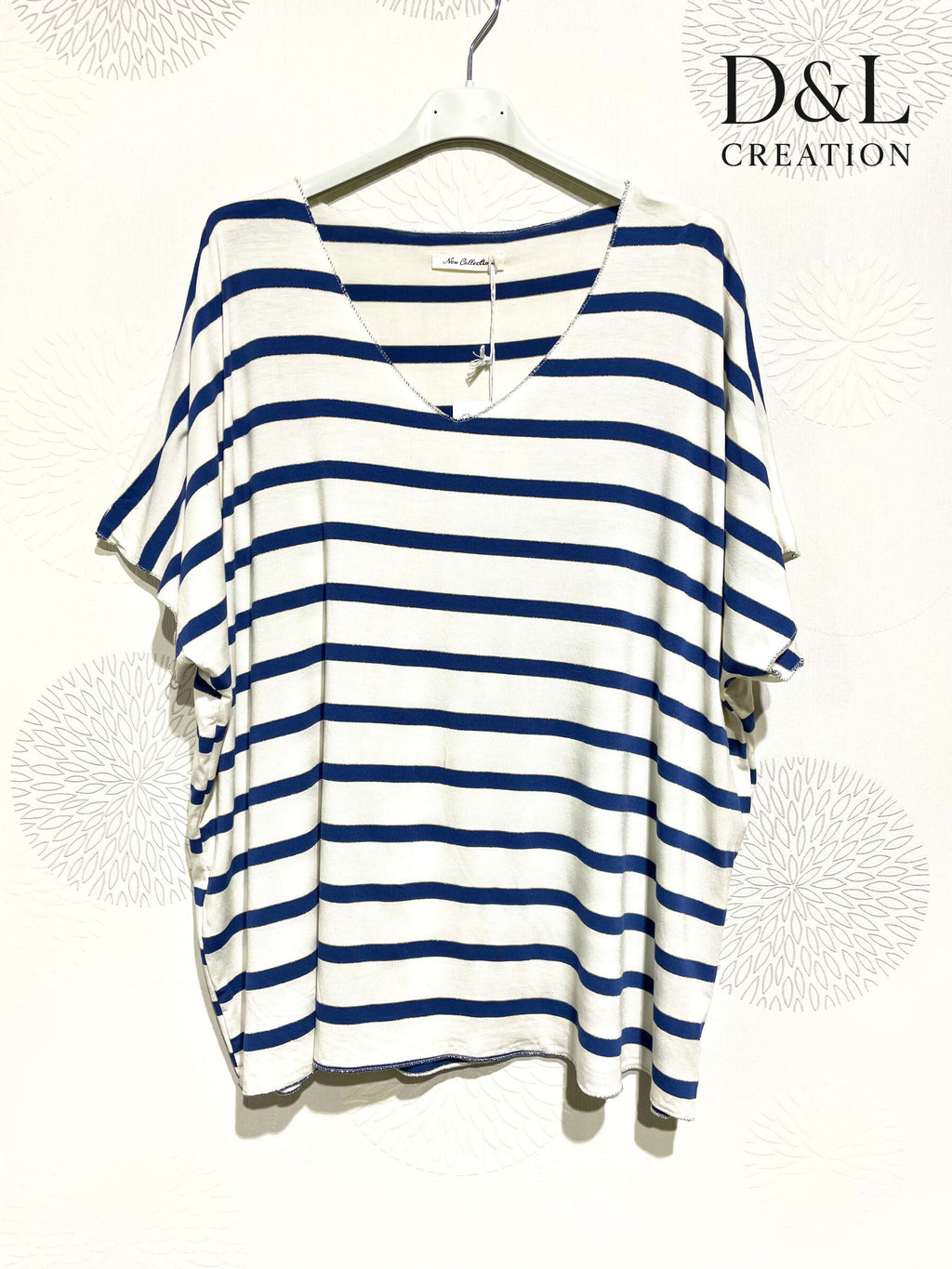 Plus Size Top Large Size Ultra Stretch Marinière Col V T38 at T56