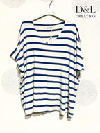 Plus Size Top Large Size Ultra Stretch Marinière Col V T38 at T56