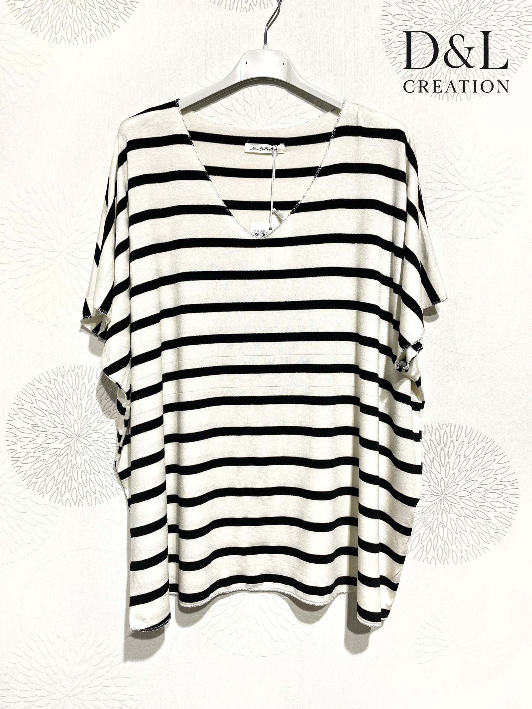 Plus Size Top Marinière med V-hals T38 till T56