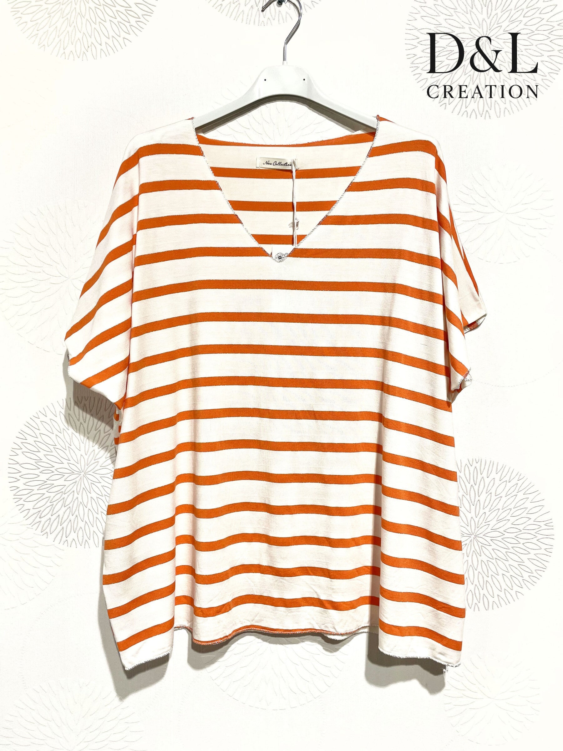 Plus Size Top Marinière med V-hals T38 till T56