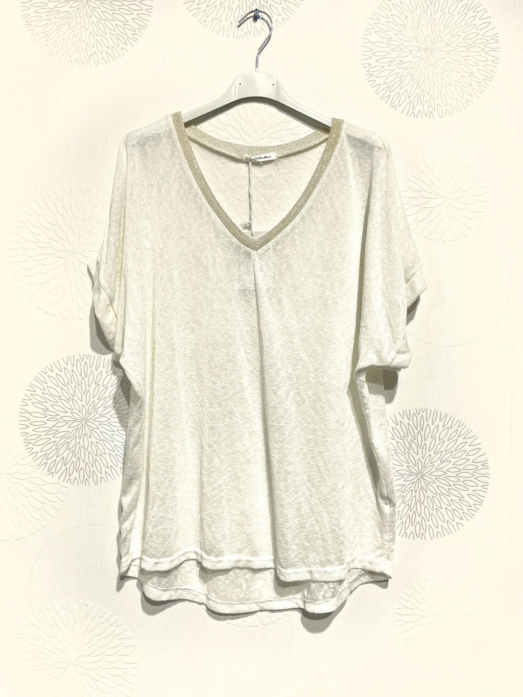 Plus Size Printed top with glitter strip in t -t t38 to t50
