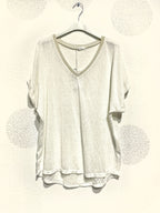 Plus Size Printed top with glitter strip in t -t t38 to t50
