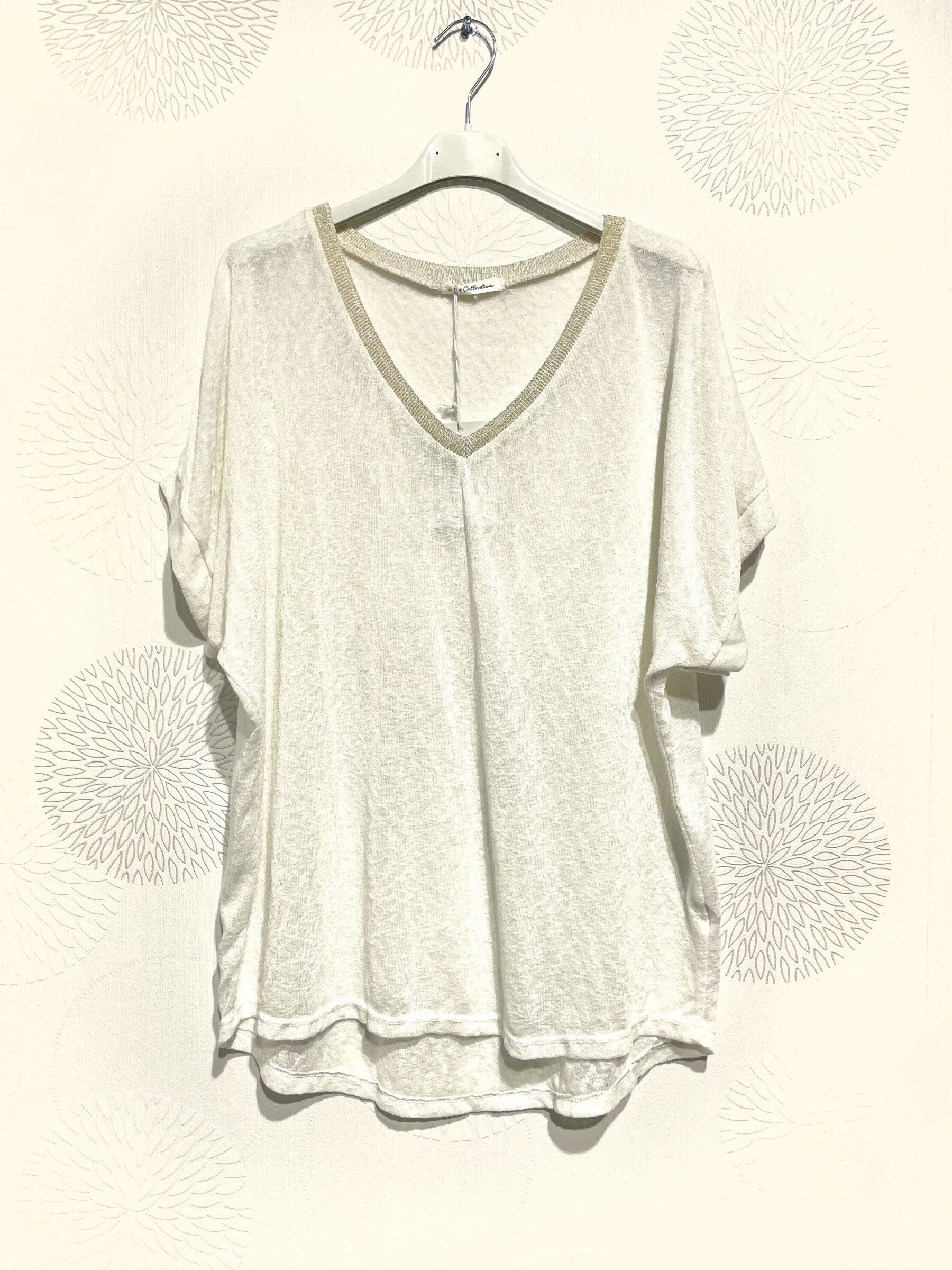 Plus Size Printed top with glitter strip in t -t t38 to t50