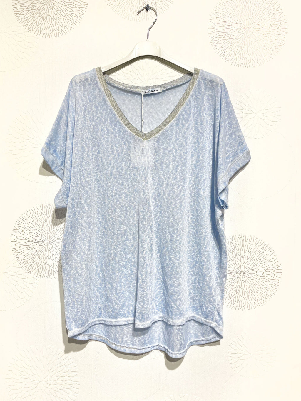 Plus Size Printed top with glitter strip in t -t t38 to t50