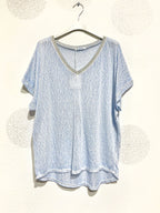 Plus Size Printed top with glitter strip in t -t t38 to t50