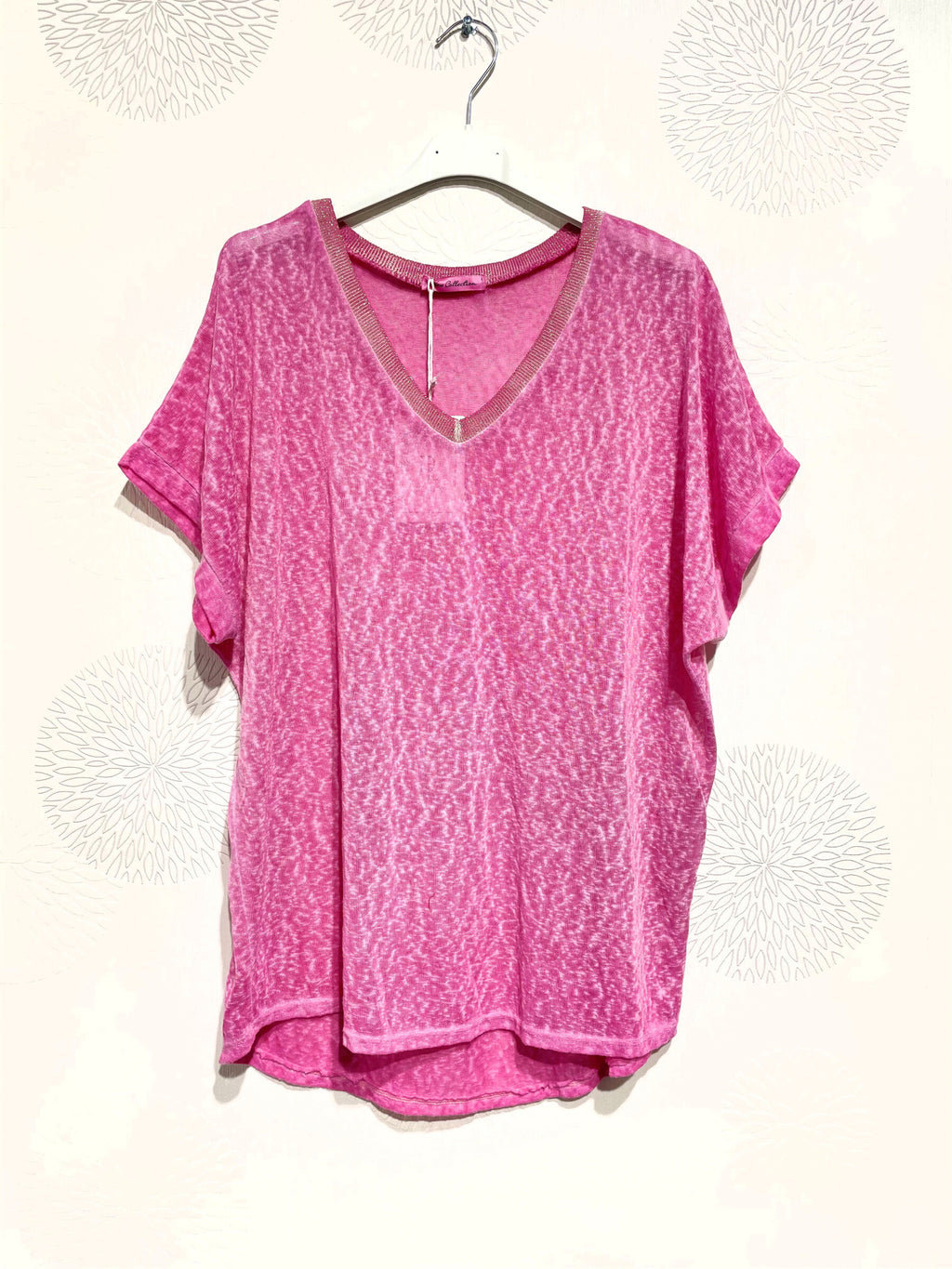 Plus Size Printed top with glitter strip in t -t t38 to t50