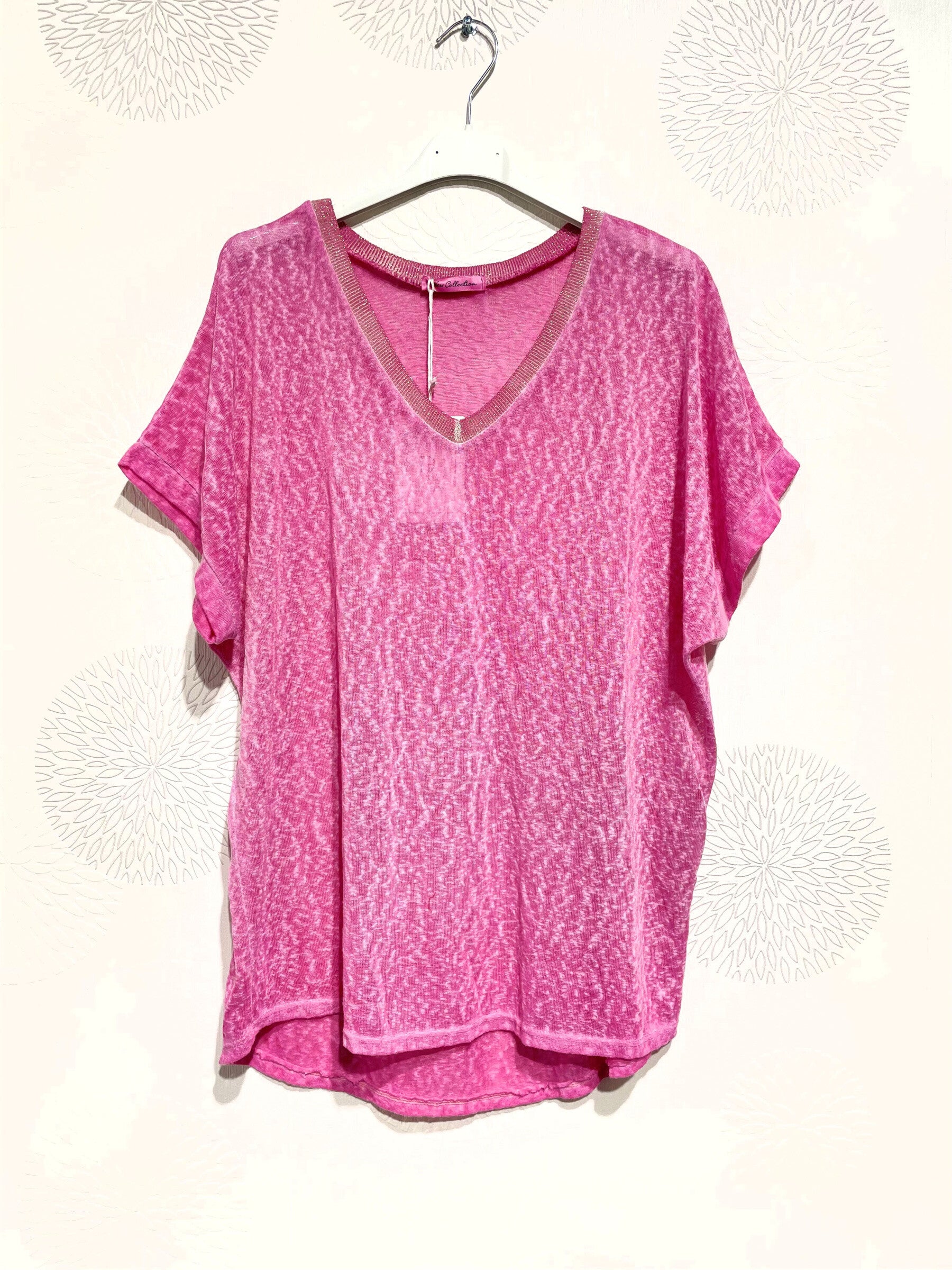 Plus Size Printed top with glitter strip in t -t t38 to t50