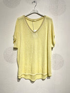 Printed top with glitter strip in t -t t38 to t50 i Stor Storlek