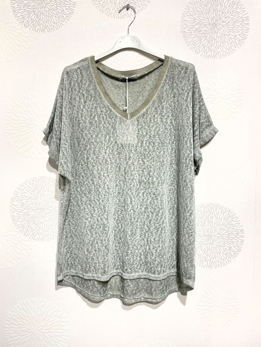 Plus Size Printed top with glitter strip in t -t t38 to t50