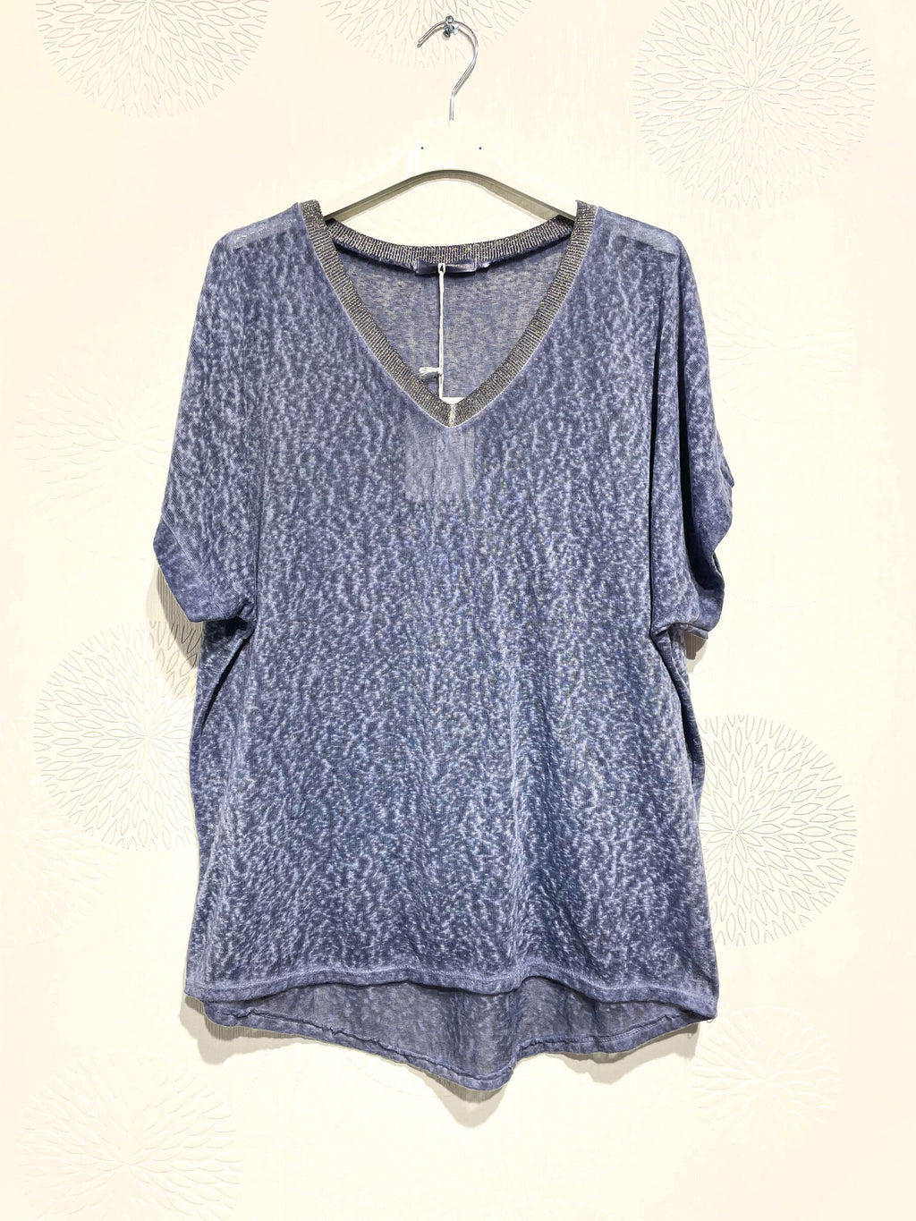 Plus Size Printed top with glitter strip in t -t t38 to t50
