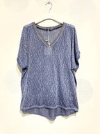 Plus Size Printed top with glitter strip in t -t t38 to t50