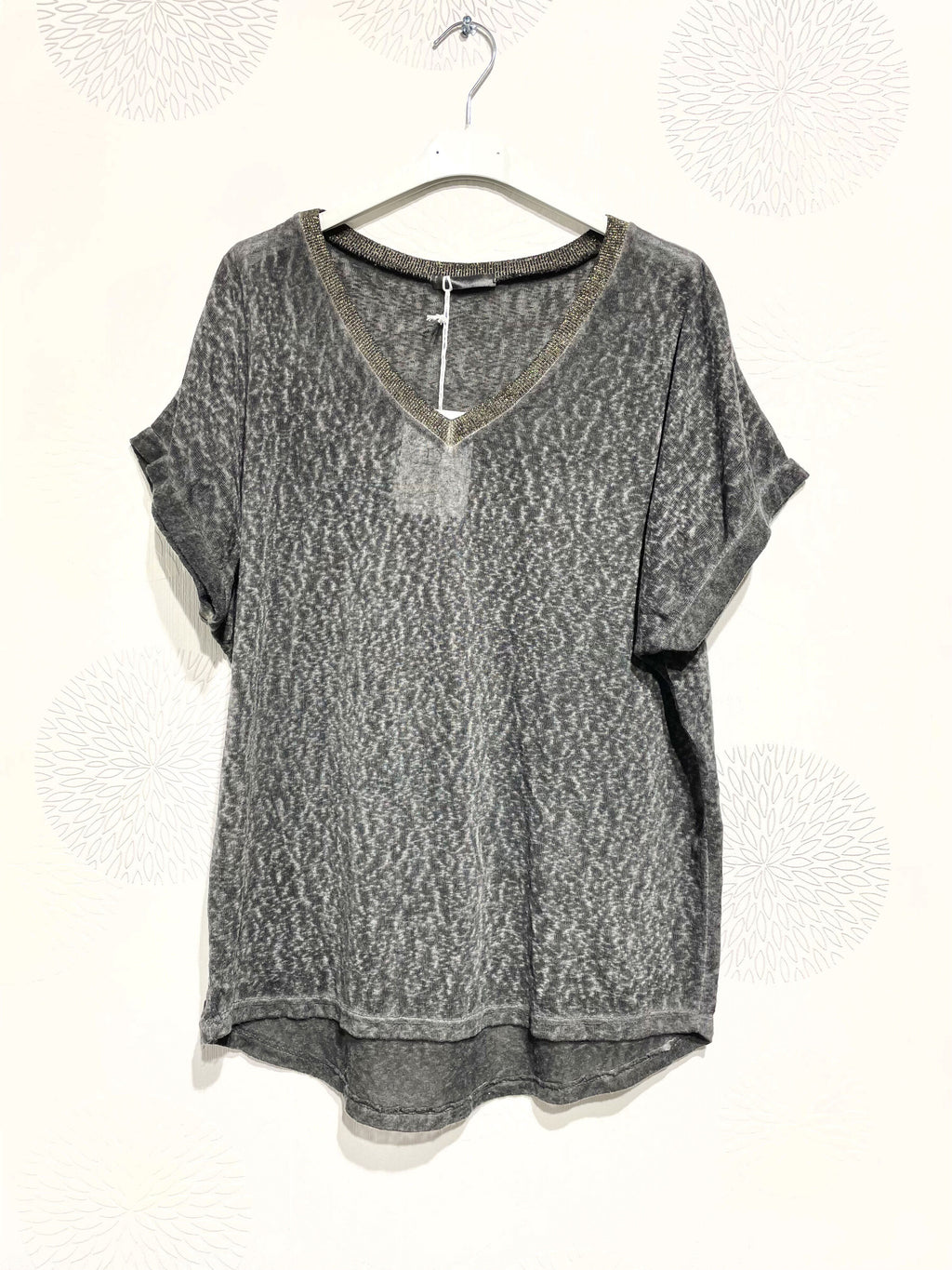 Plus Size Printed top with glitter strip in t -t t38 to t50