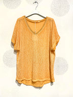 Plus Size Printed top with glitter strip in t -t t38 to t50