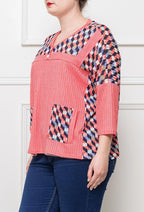 Plus Size Printed Top med Geometrisk Mönster