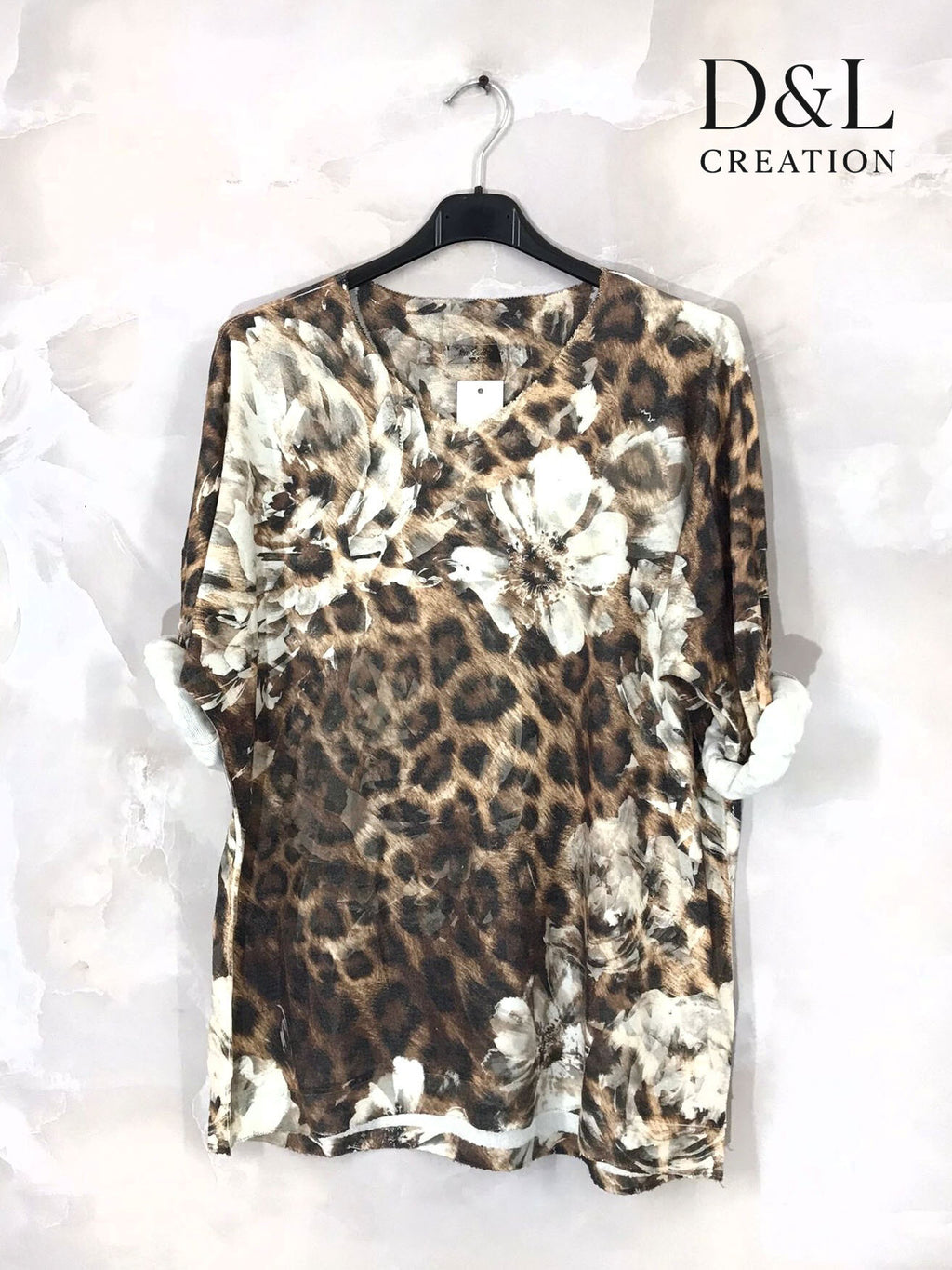 Printed fine knit top sizes T38 to T52 i Plus Size
