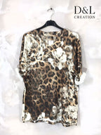 Printed fine knit top sizes T38 to T52 i Plus Size