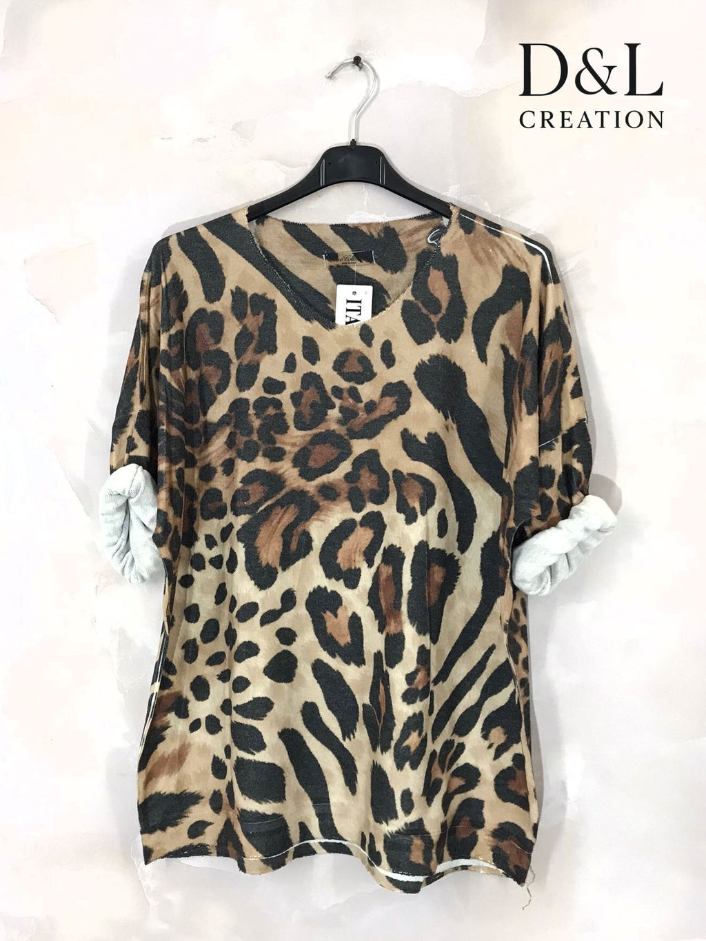 Printed fine knit top sizes T38 to T52 i Plus Size