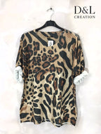 Printed fine knit top sizes T38 to T52 i Plus Size