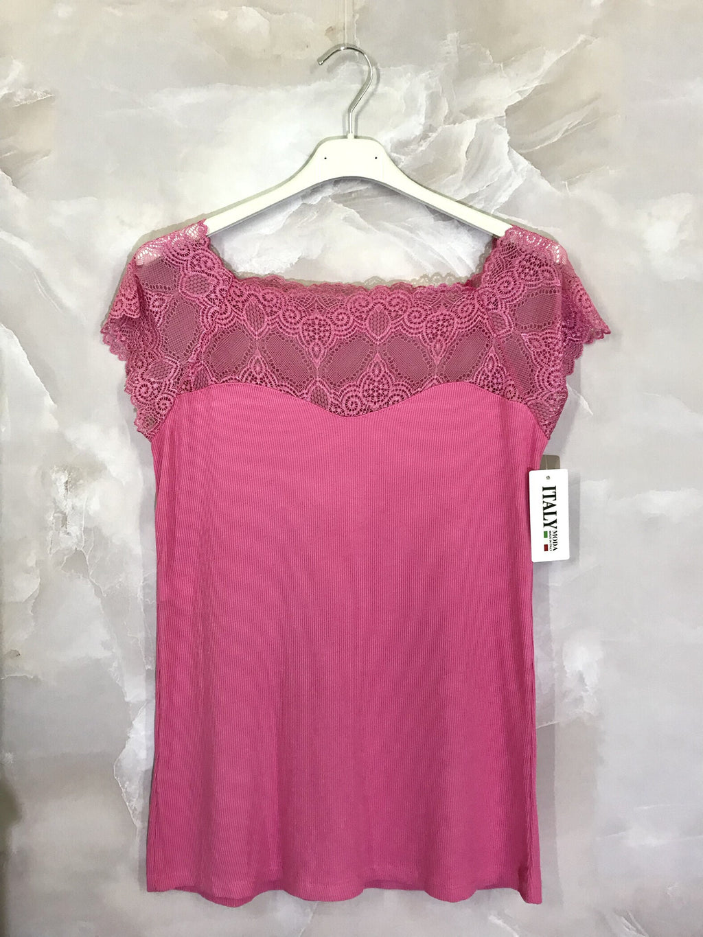 Plus Size Short-sleeved boat-neck lace top