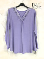 Long sleeve V-neck top with lace