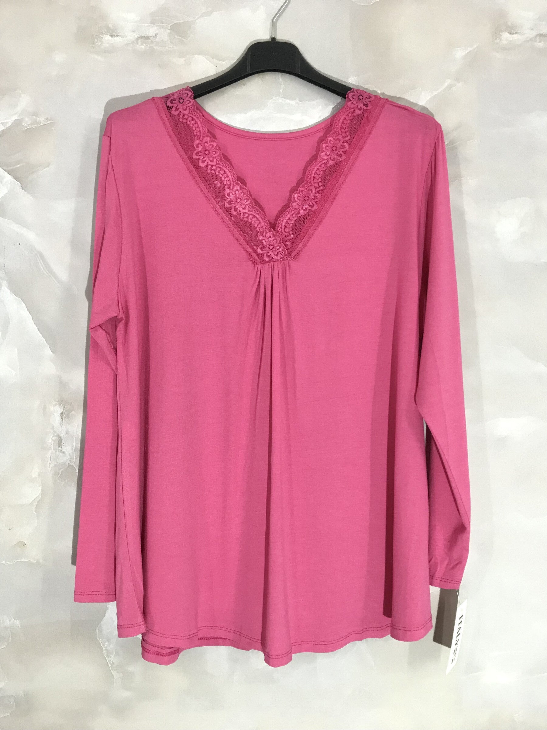 Plus Size Top med Långa Ärmar och Spets