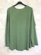 Plus Size Top med Långa Ärmar och Spets