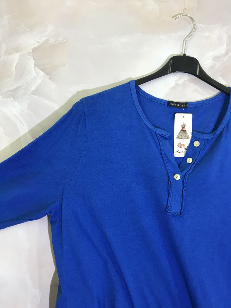 Plus Size Långärmad Topp med Knappar