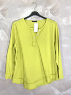 Plus Size Plain long-sleeved top with buttons