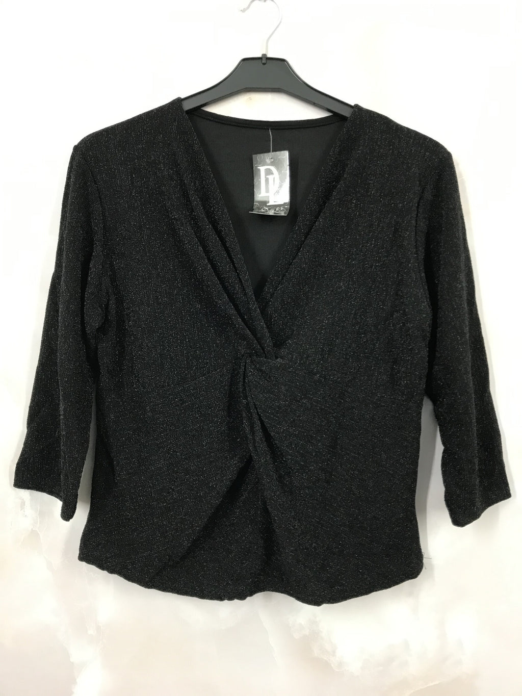 Plus Size Shiny Topp med Lång Ärmar, Knyt Fram