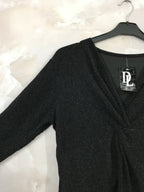 Plus Size Shiny Topp med Lång Ärmar, Knyt Fram