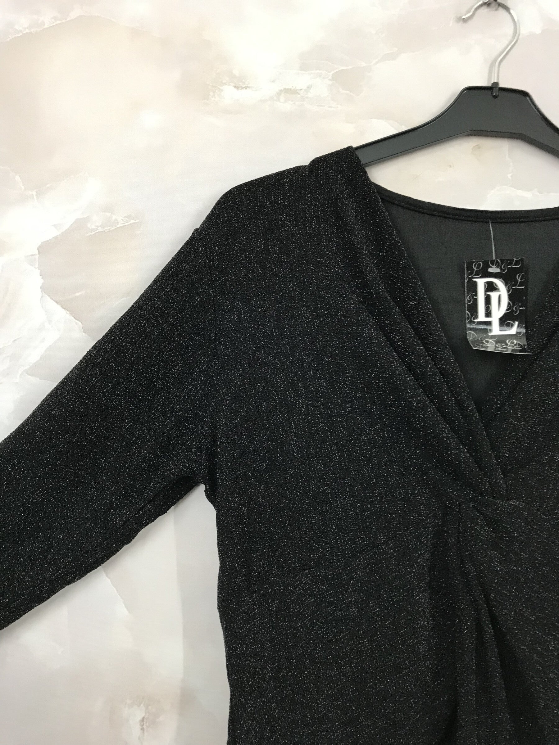 Plus Size Shiny Topp med Lång Ärmar, Knyt Fram