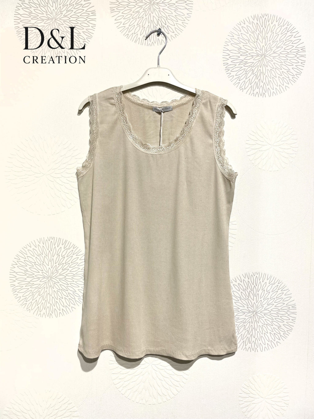 Plus Size Côte -fri topp med T38 spets vid T48