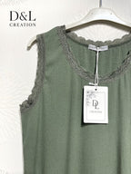 Plus Size Côte -fri topp med T38 spets vid T48