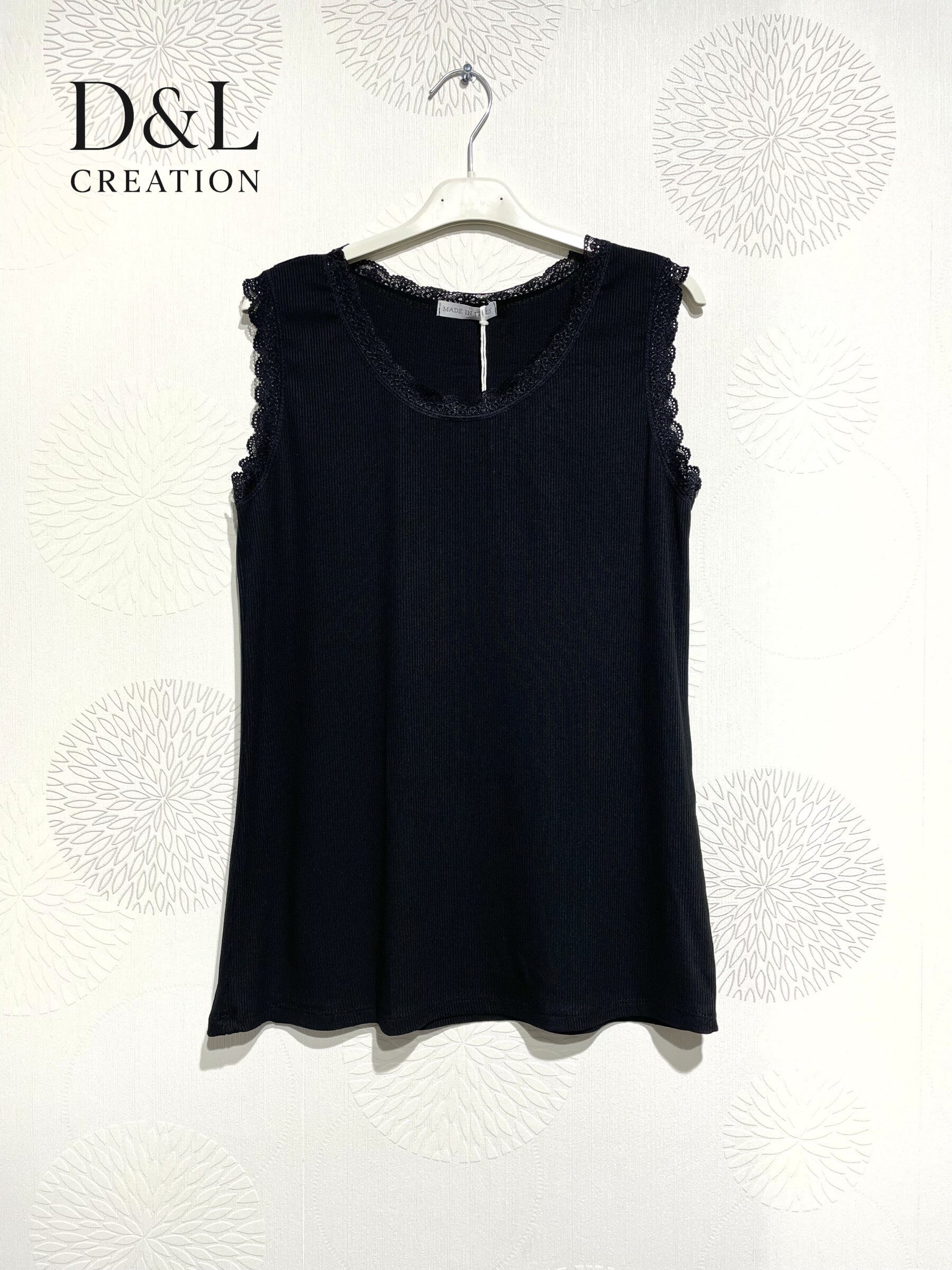 Plus Size Côte -fri topp med T38 spets vid T48