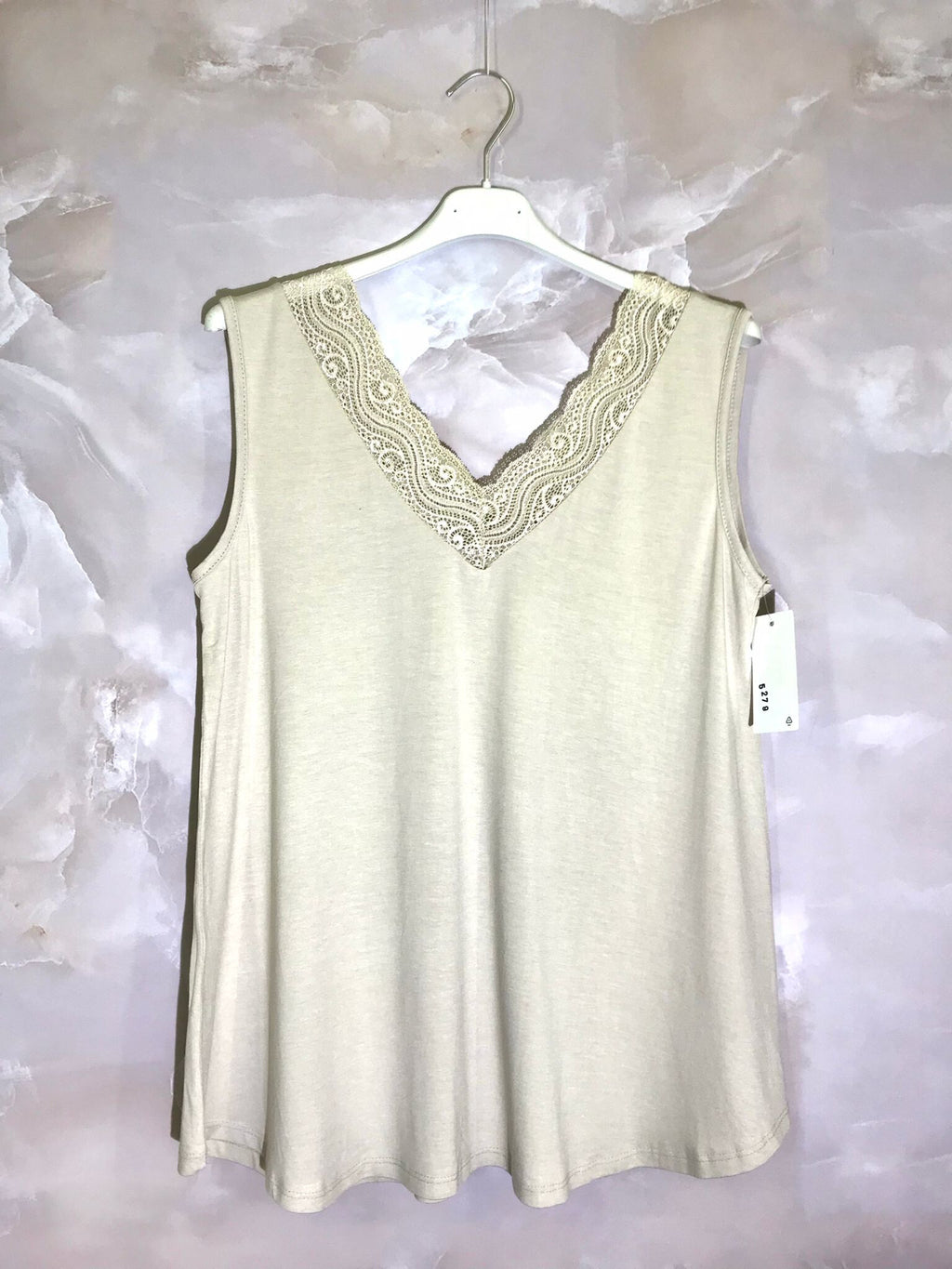 Plus Size Topp utan V-ringning med Spets