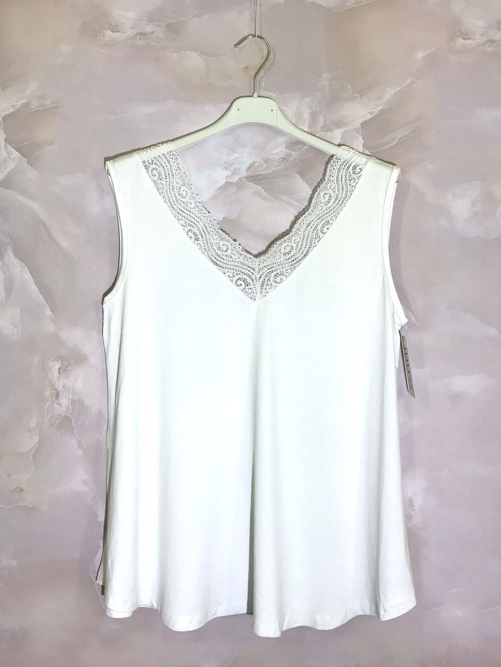 Plus Size Topp utan V-ringning med Spets