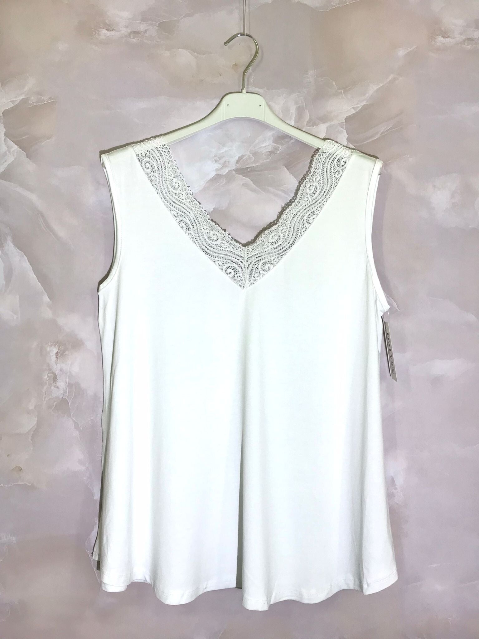 Plus Size Topp utan V-ringning med Spets