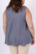 Plus Size Randsydd Top med Krage