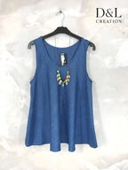 Plus Size Fluid striped top with collar T38 to T48