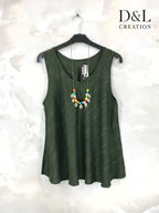 Plus Size Fluid striped top with collar T38 to T48