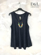 Plus Size Fluid striped top with collar T38 to T48