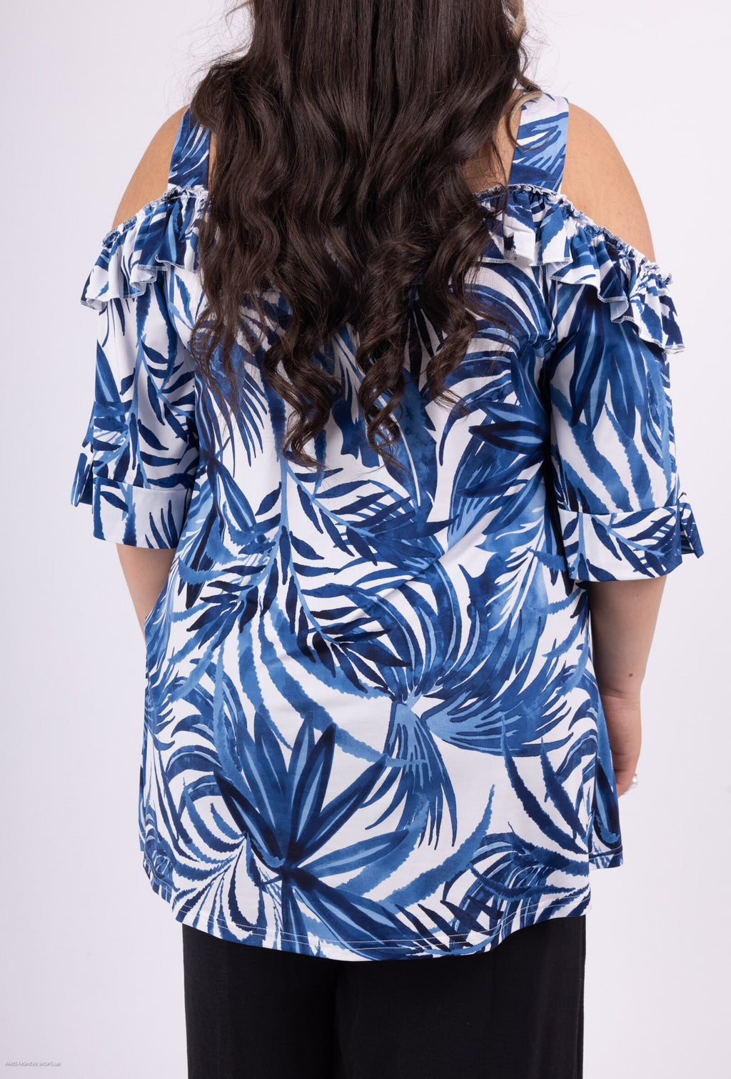 Tops med axeltryck utan ärmar med volang i Stor Storlek