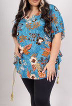 Plus Size Tops med Bat Handle-Soded i Mönstrad Viskos