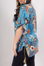 Plus Size Tops med Bat Handle-Soded i Mönstrad Viskos