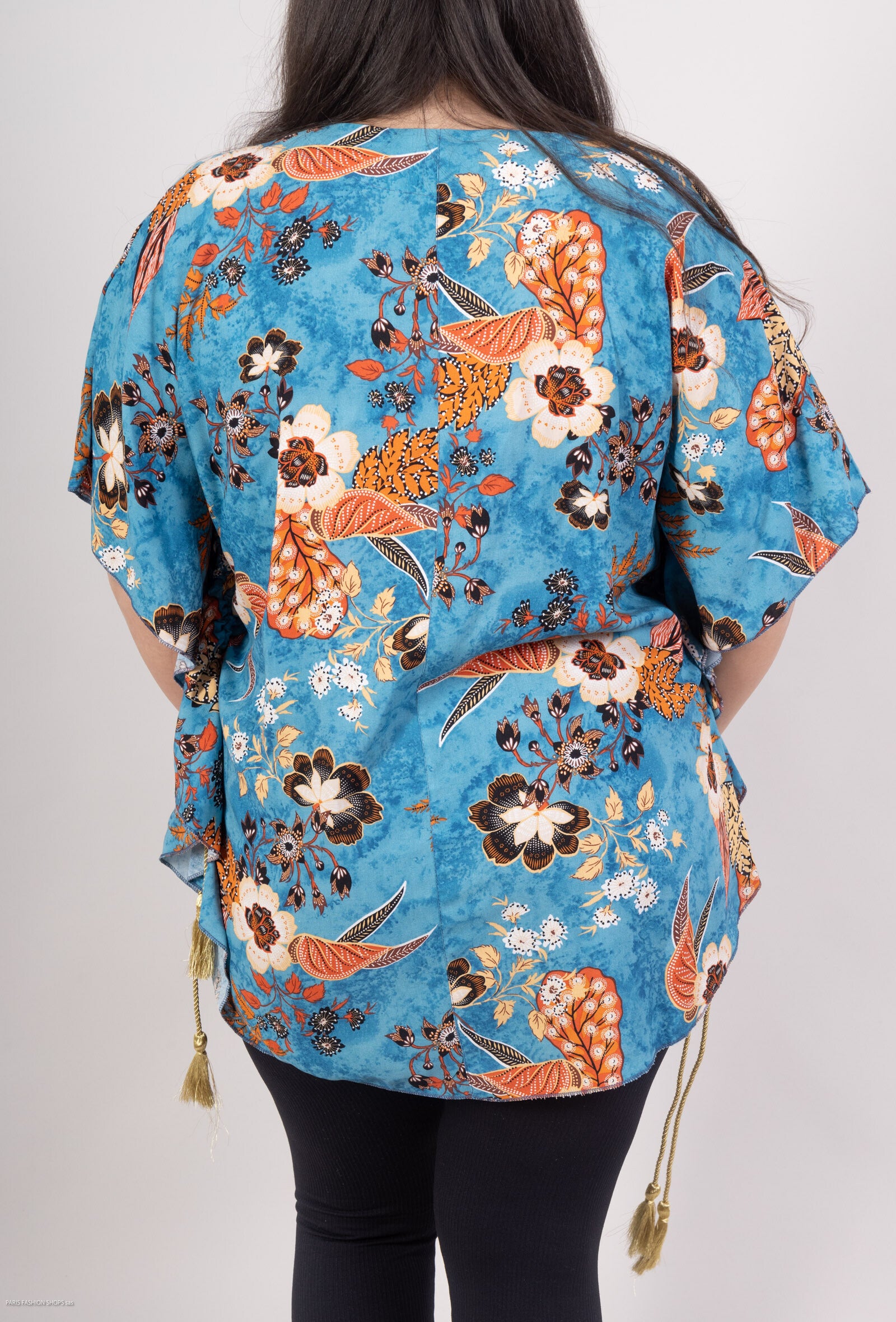 Plus Size Tops med Bat Handle-Soded i Mönstrad Viskos